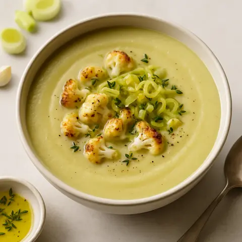 Creamy Cauliflower & Leek Soup (Dairy-Free)