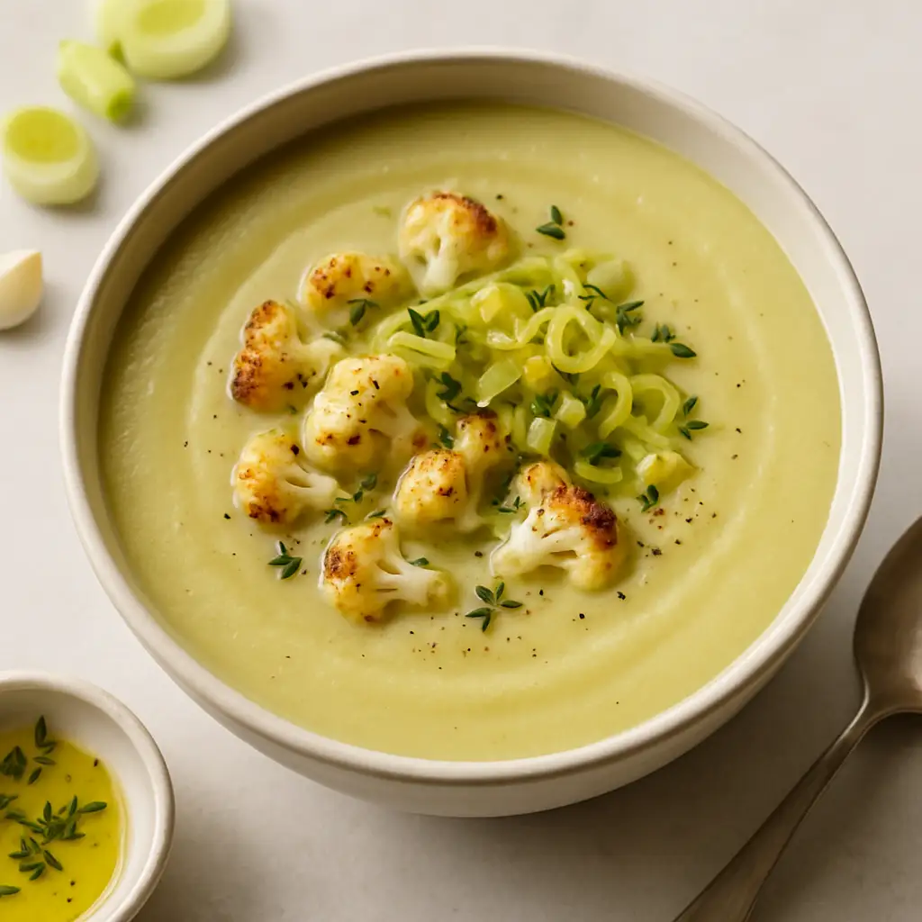 Creamy Cauliflower & Leek Soup (Dairy-Free)