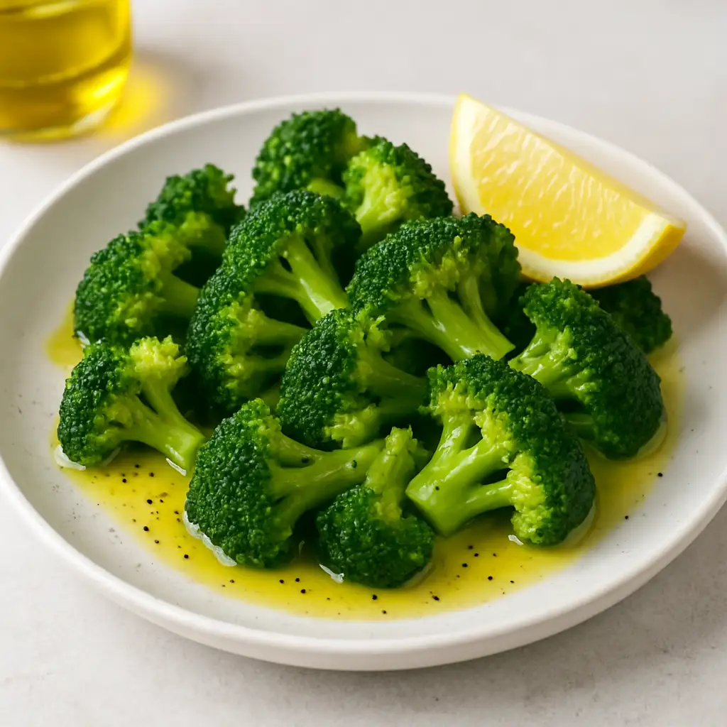 Steamed Broccoli with Olive Oil and Lemon