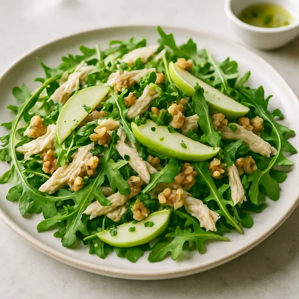 Refreshing Chicken and Arugula Salad with Walnuts and Green Apple
