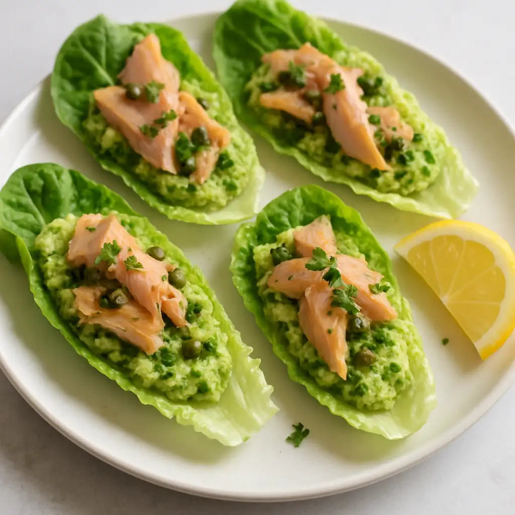 Smoked Trout Lettuce Cups with Lemon
