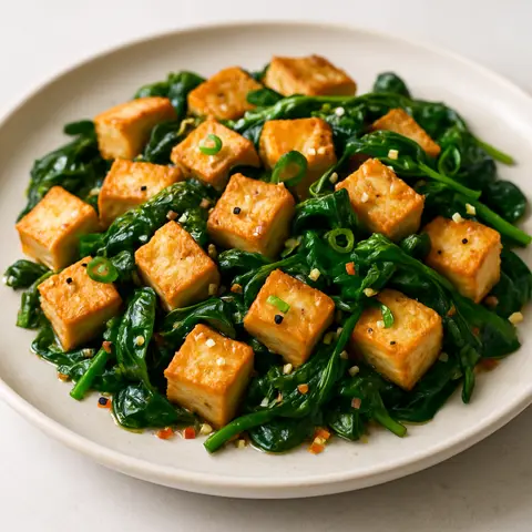 Tofu & Spinach Stir‑fry with Ginger