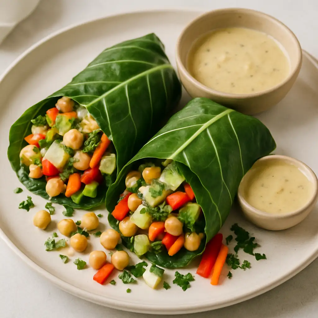 Collard Green Wrap Salad with Lemon-Tahini Filling