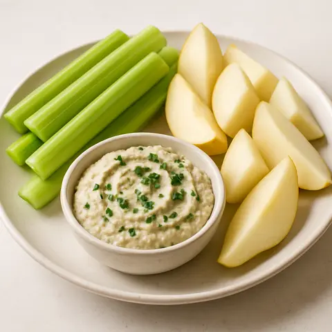 Fresh Pear and Celery Sticks with Creamy Sunflower Seed Dip