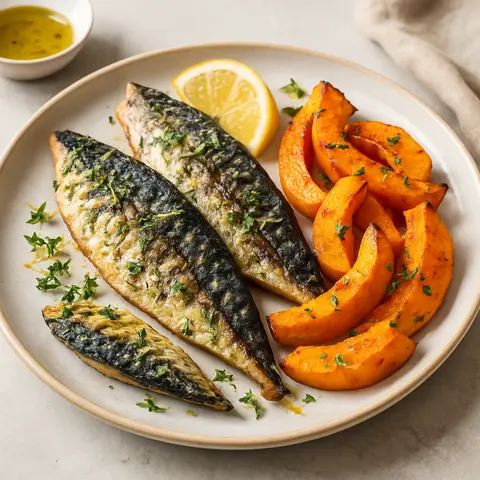 Lemon-Thyme Grilled Mackerel with Roasted Pumpkin