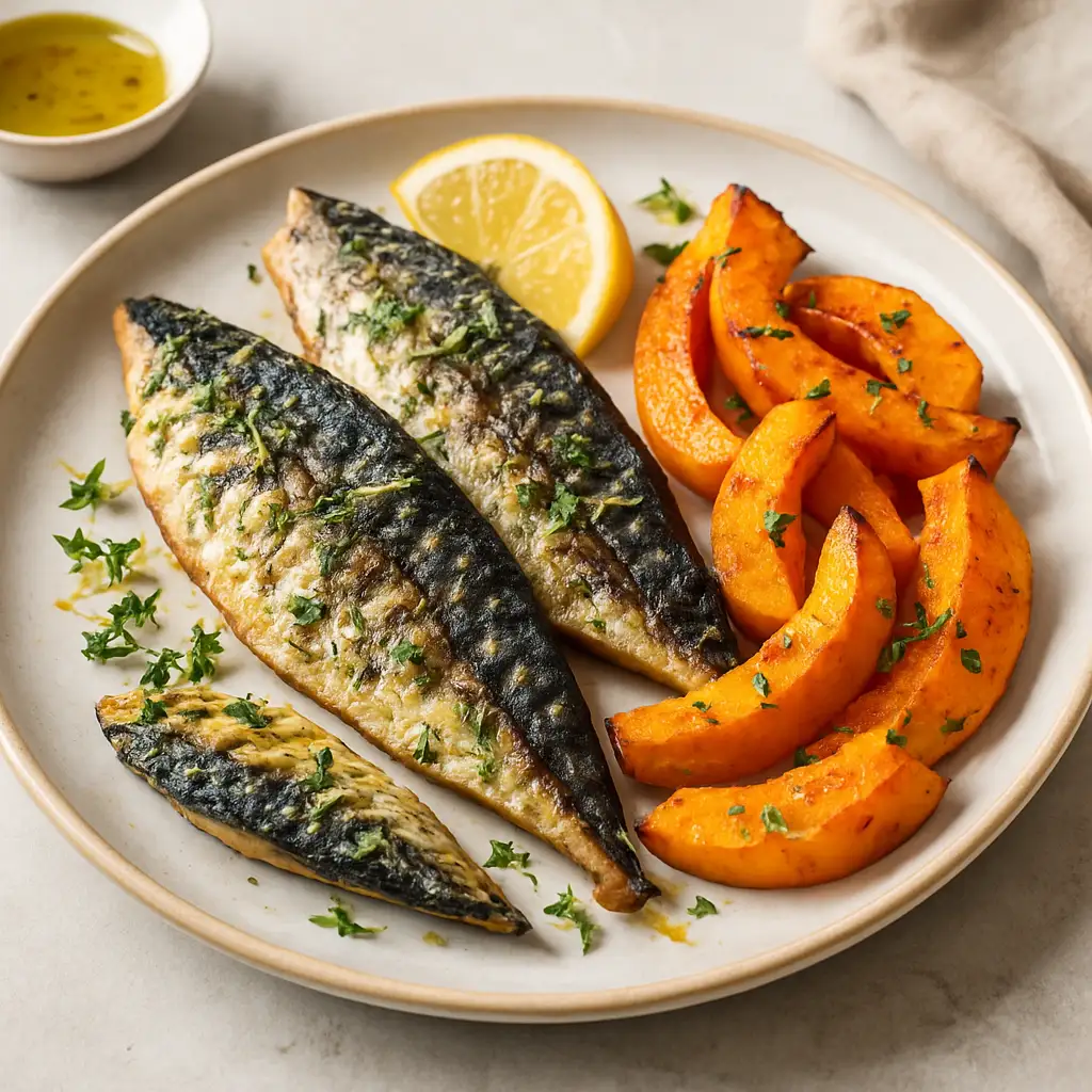 Lemon-Thyme Grilled Mackerel with Roasted Pumpkin