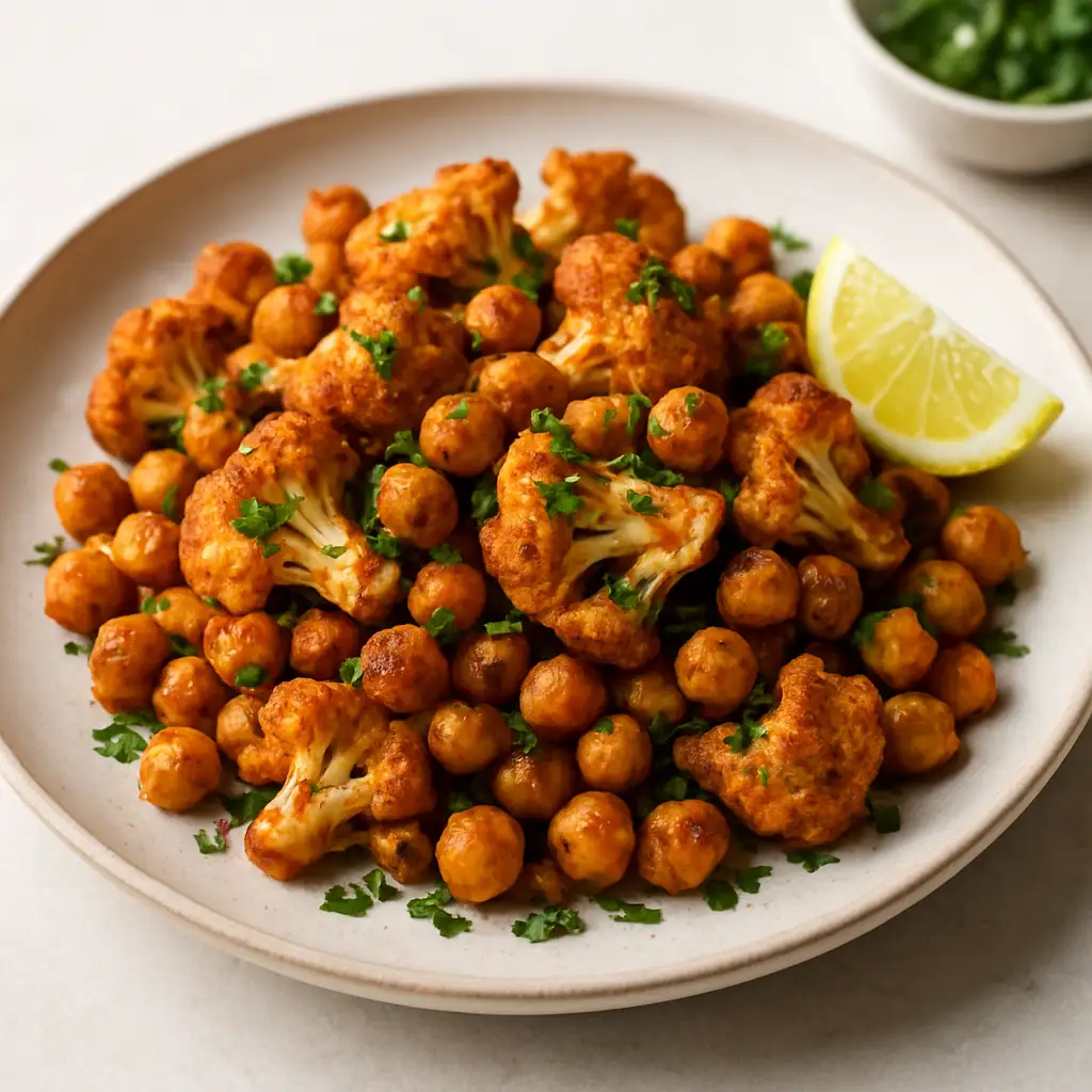 Harissa Roasted Cauliflower and Chickpeas