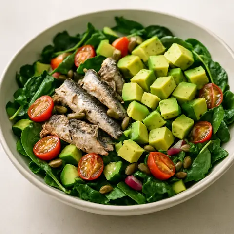 Sardine and Avocado Super Greens Salad