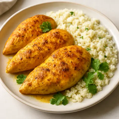 Turmeric-Ginger Chicken with Coconut Cauliflower Rice