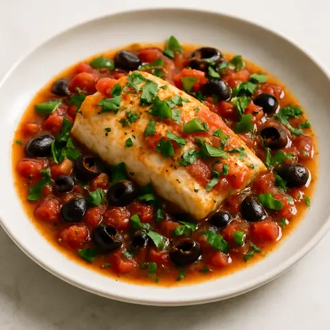 Tomato-Olive Braised White Fish