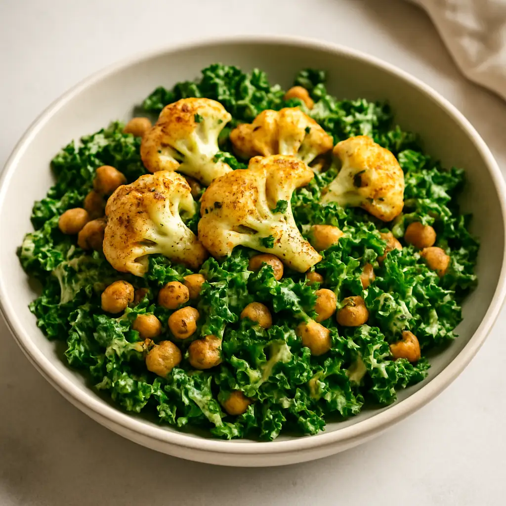 Roasted Cauliflower & Tahini Kale Salad