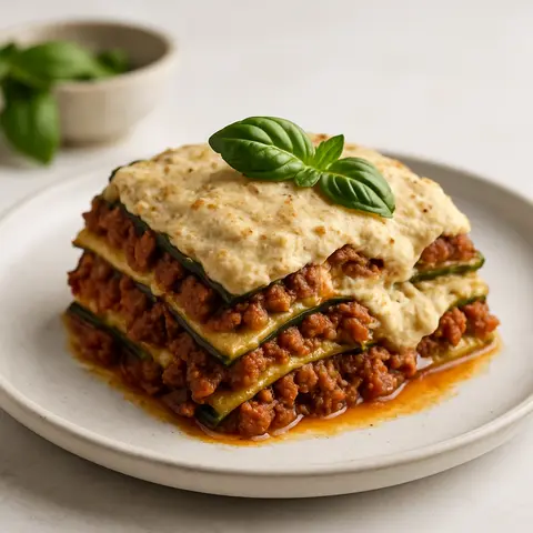 Zucchini Lasagna with Beef Ragù and Almond Ricotta