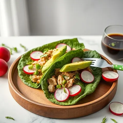 Tuna, Avocado, and Radish Collard Wraps