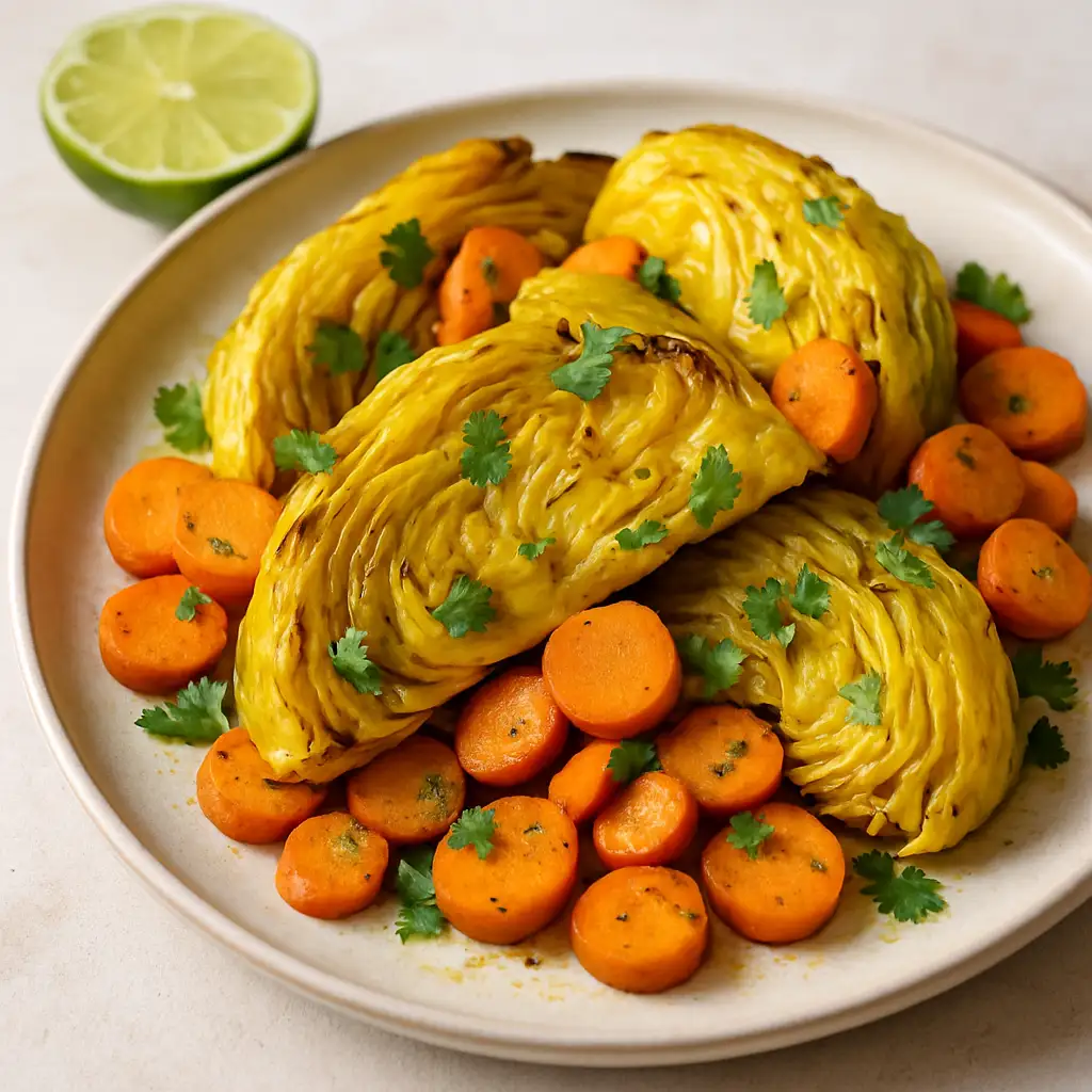 Turmeric-Lime Roasted Cabbage & Carrots