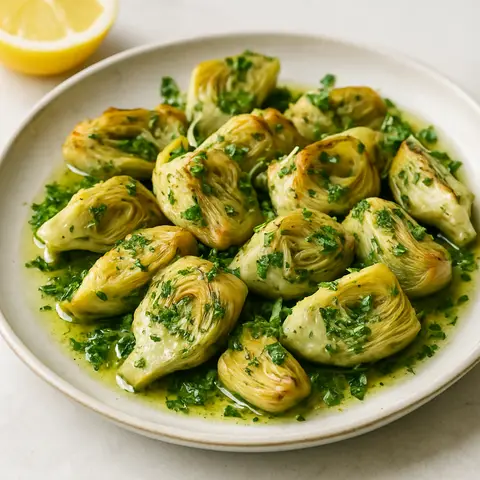 Lemon-Roasted Artichoke Hearts with Herb Oil