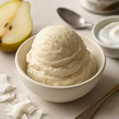 Creamy Pear-Coconut Ice Cream (No Sweetener, Churned)