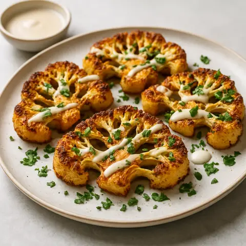 Roasted Cauliflower Steaks with Tahini Drizzle