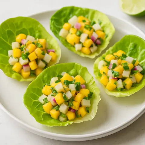 Jicama and Mango Salsa Lettuce Cups