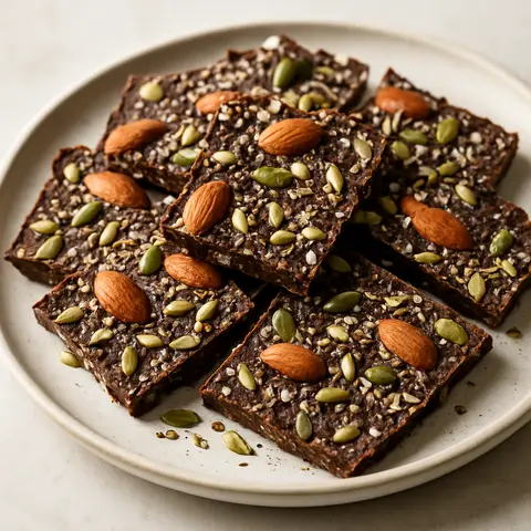 Nutritious Almond-Cacao Frozen Bark with Toasted Seeds