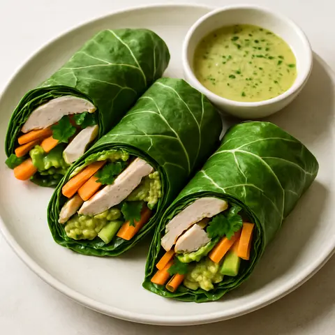 Turkey & Avocado Collard Wraps with Lemon Herb Dressing