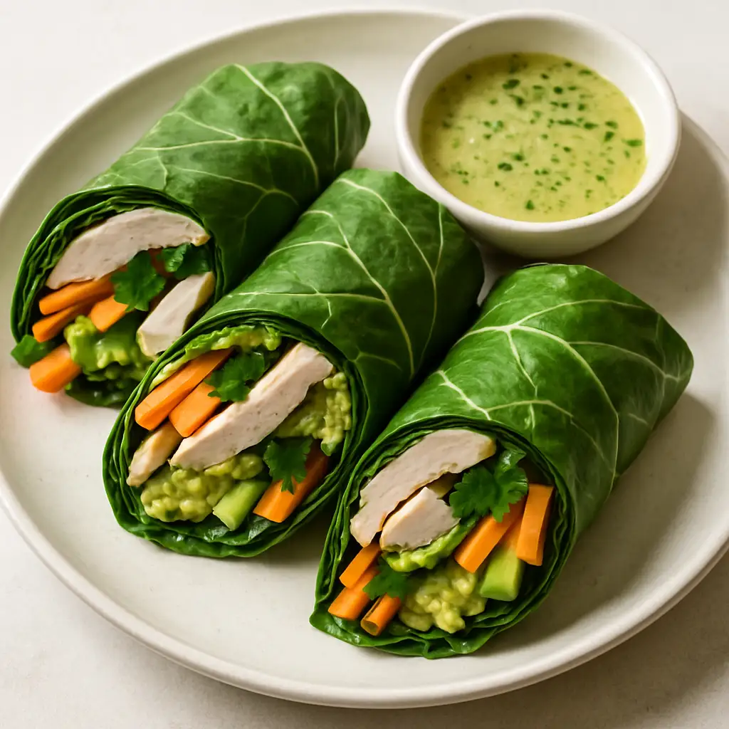 Turkey & Avocado Collard Wraps with Lemon Herb Dressing