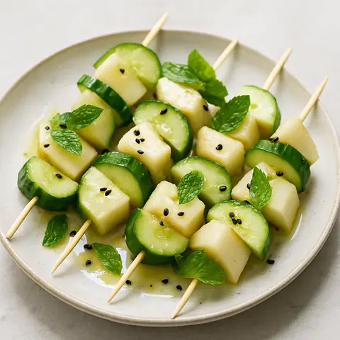 Gingered Pear & Cucumber Skewers