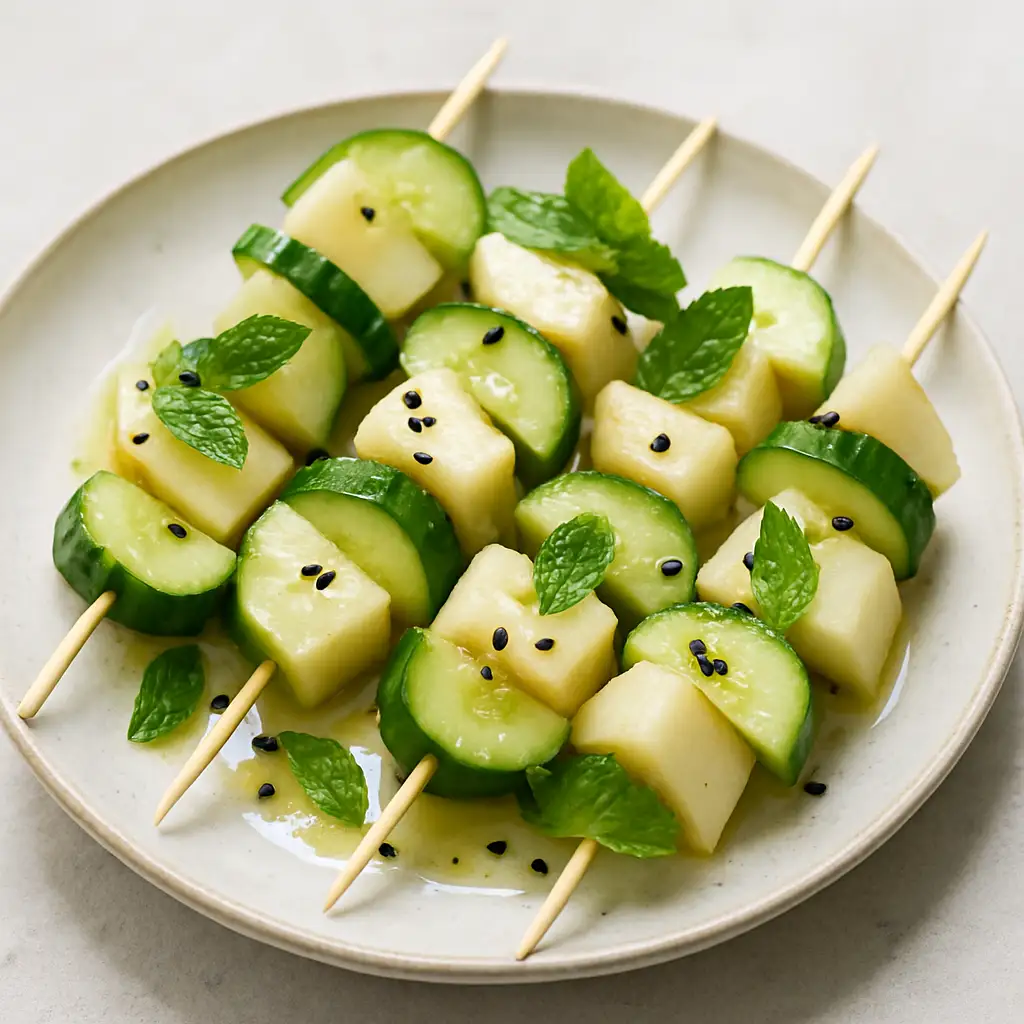 Gingered Pear & Cucumber Skewers