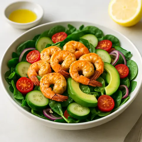 Zesty Lemon-Garlic Shrimp Salad with Avocado