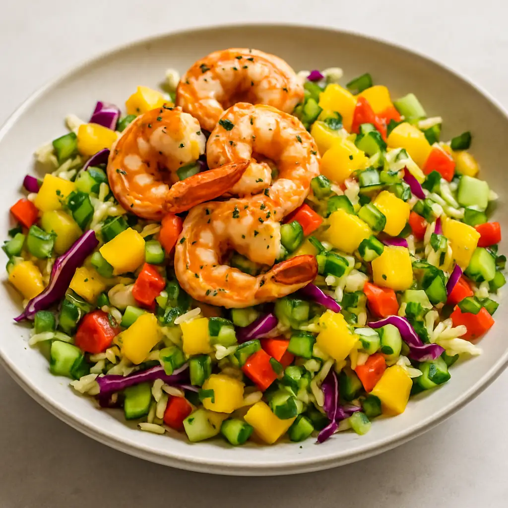 Grilled Shrimp, Mango & Cabbage Detox Salad