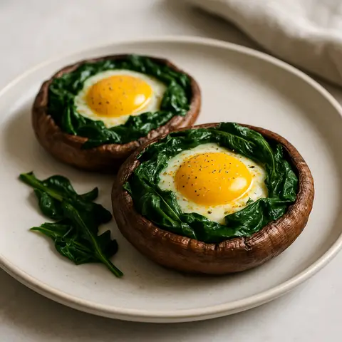 Oven-Roasted Portobello with Spinach and Egg