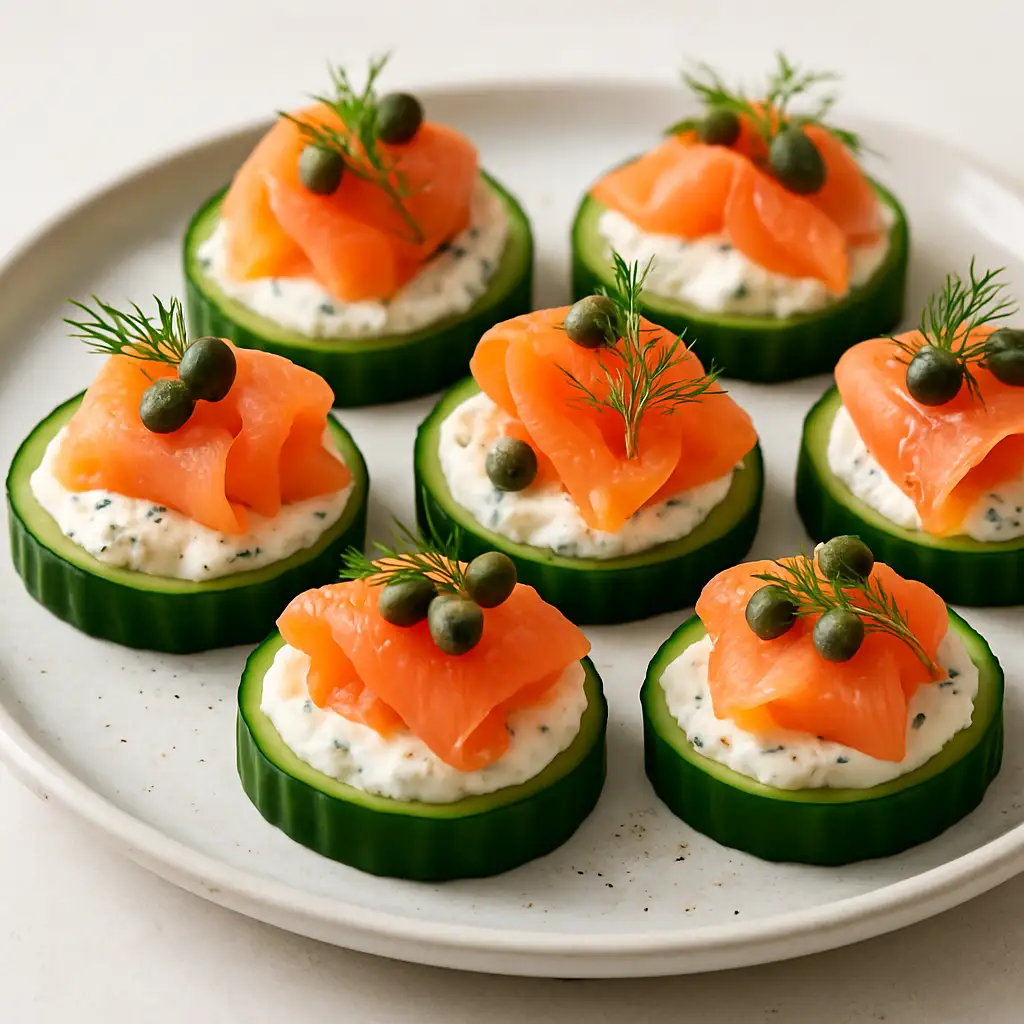 Cucumber Rounds with Smoked Salmon & Dill