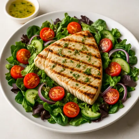 Grilled Swordfish & Mixed Greens with Lemon-Herb Dressing