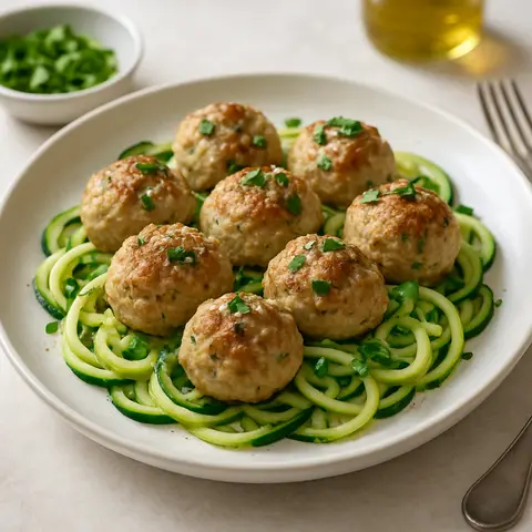 Italian Herb Turkey Meatballs with Zucchini Noodles