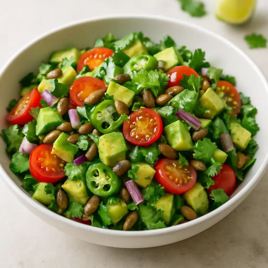 Cilantro, Lime & Avocado Salad with Roasted Pumpkin Seeds