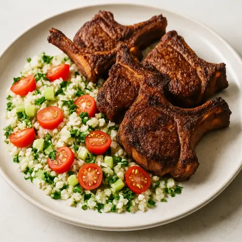 Moroccan-Spiced Lamb Chops with Cauli-Couscous