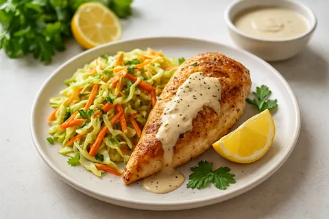 Lemon-Tahini Chicken & Cabbage Slaw