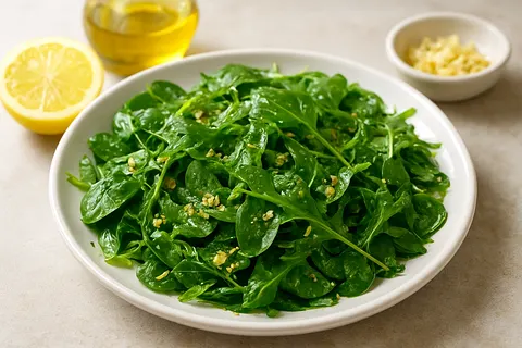 Lemon-Roasted Spinach & Arugula Mix with Garlic