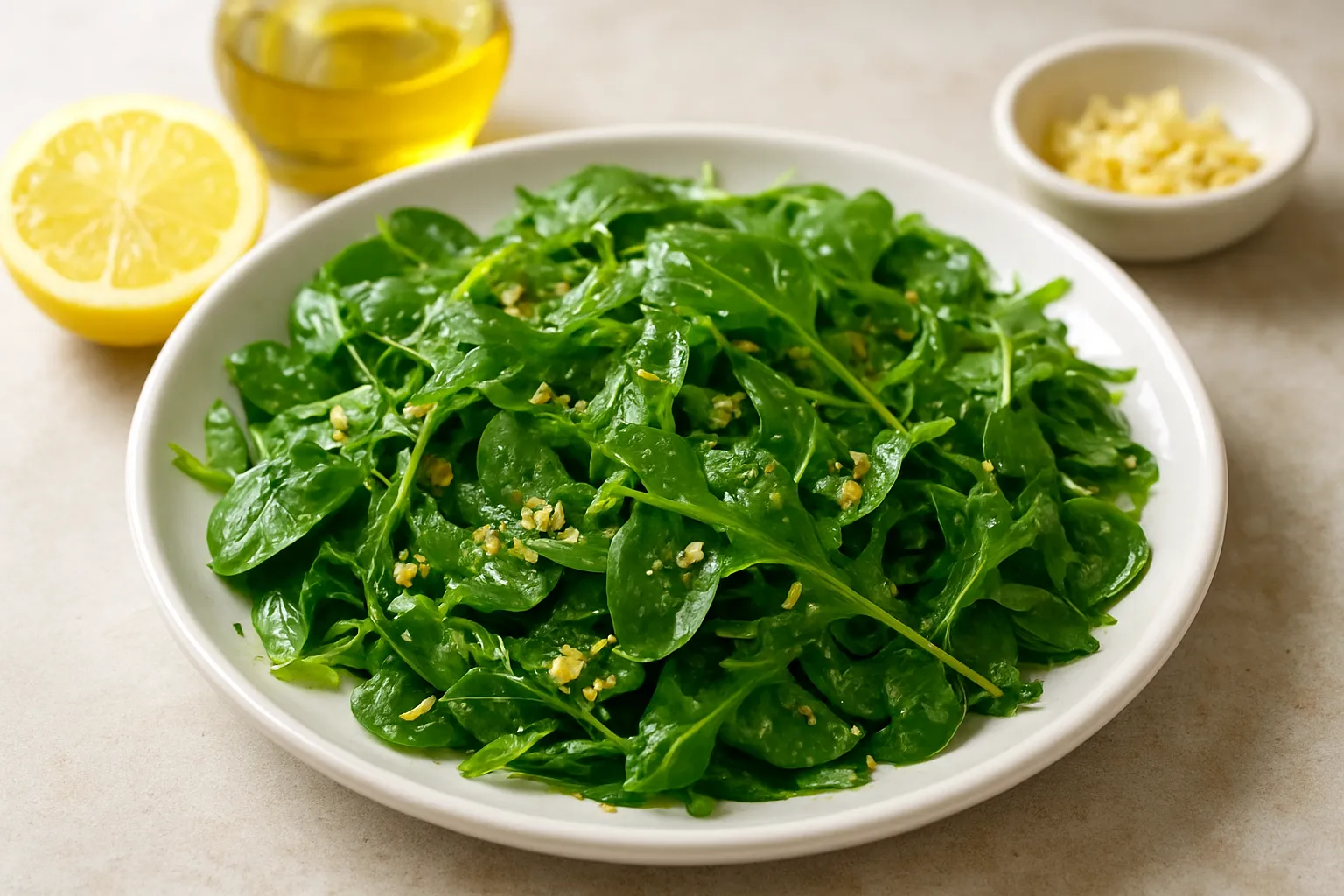 Lemon-Roasted Spinach & Arugula Mix with Garlic