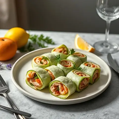 Mediterranean Tuna Cucumber Roll-Ups with Lemon