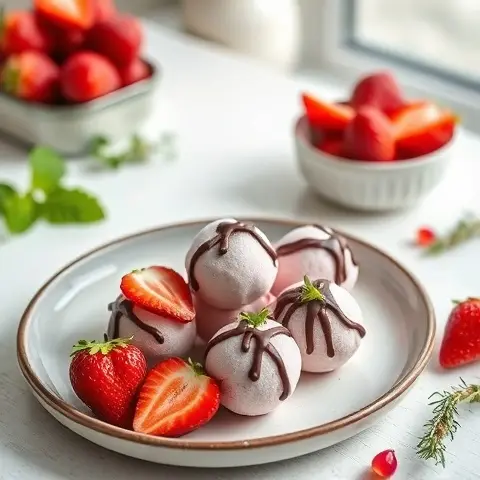 16 Chocolate Strawberry Frozen Yogurt Bites
