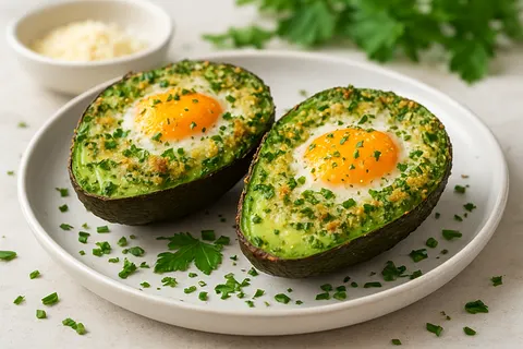Herb-Crusted Baked Egg Avocado Halves