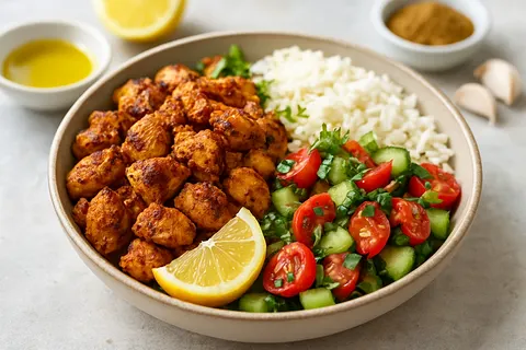 Lemon-Garlic Chicken Shawarma Bowl (No Pita)