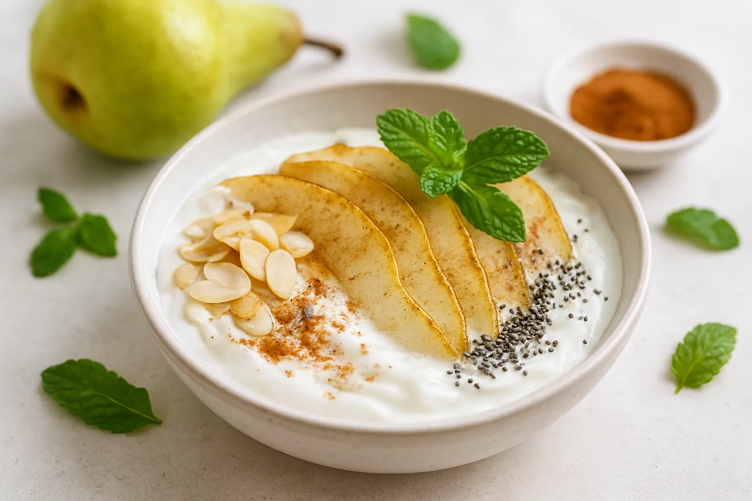 Fresh Pear & Coconut Yogurt Bowl