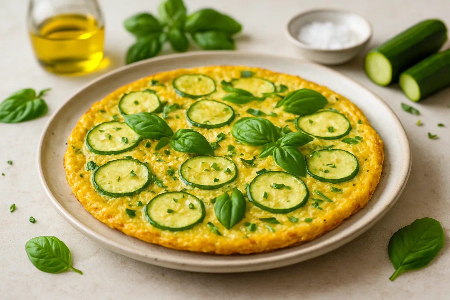 Light Herb Frittata with Zucchini and Fresh Basil