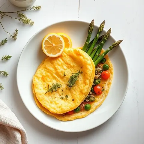 Zesty Lemon-Herb Omelet with Asparagus Tips