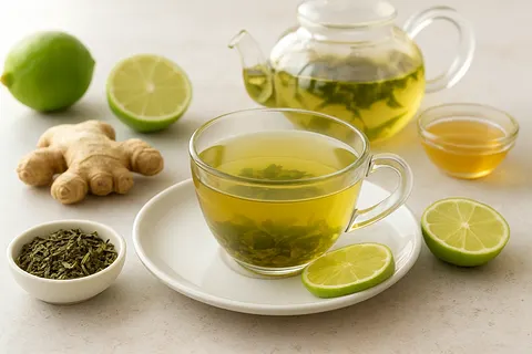 Revitalizing Green Tea with Fresh Ginger and Lime
