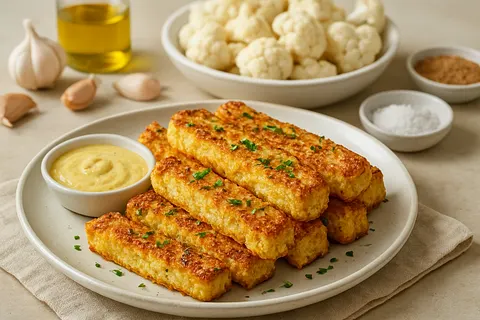 Roasted Garlic Cauliflower "Bread" Sticks