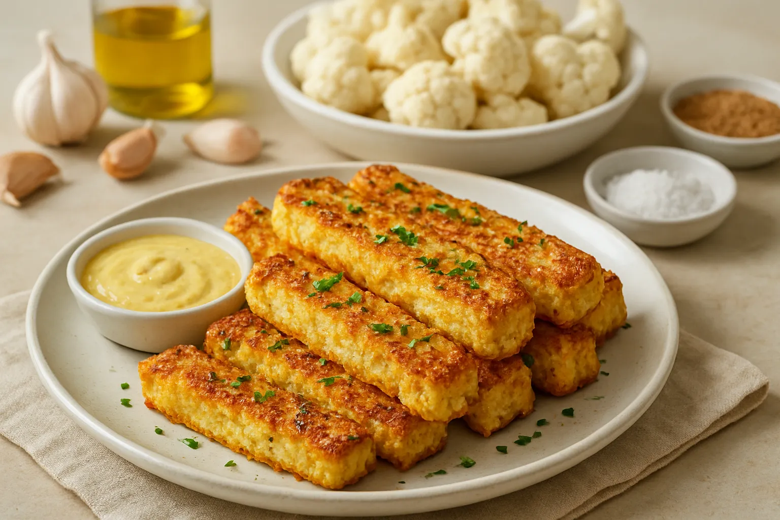 Roasted Garlic Cauliflower "Bread" Sticks