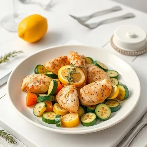 Lemon & Rosemary Chicken & Zucchini Skillet