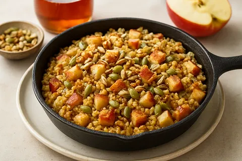 Warm Apple-Millet Skillet with Toasted Seeds